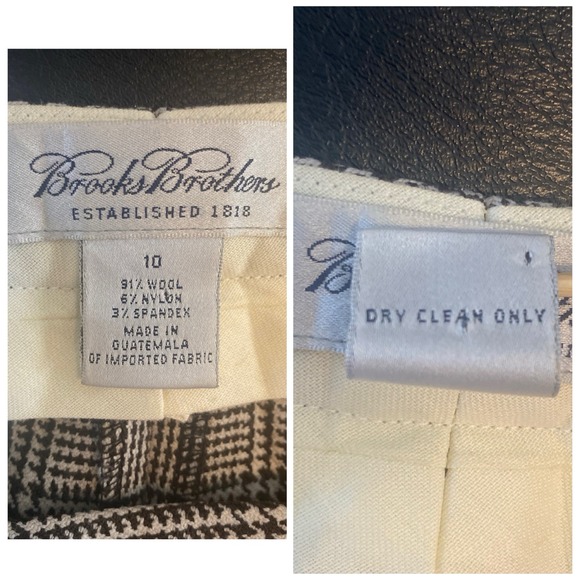 BROOKS BROTHERS Wool Blend Wide leg dress pants Brown Glen Plaid Women's Size 10 - Picture 9 of 9